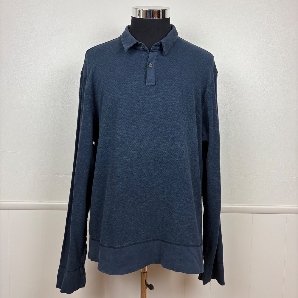 James Perse Mens Thermal  Long Sleeve Thermal Shirt Size 4 (XL) Dark Blue Polo